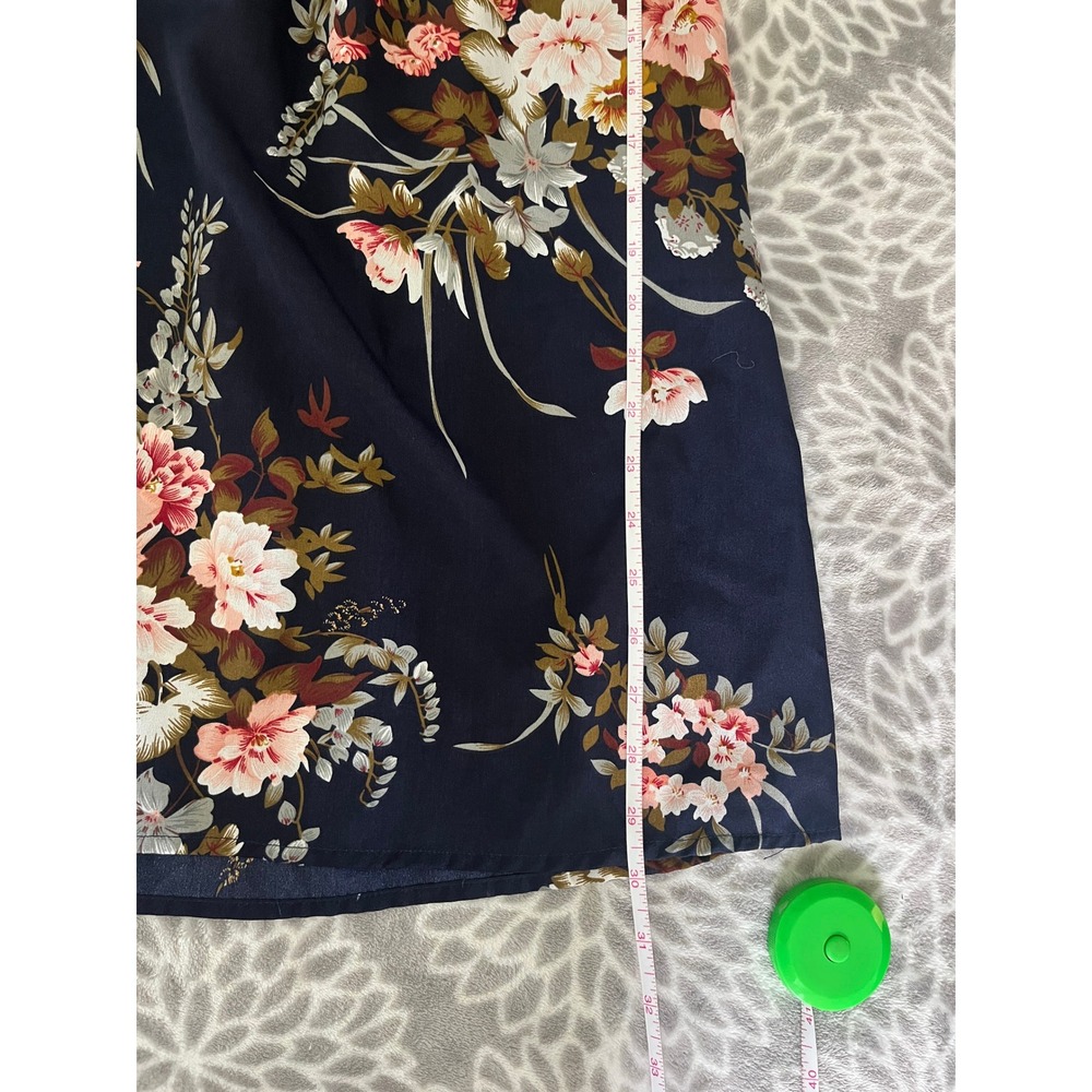 Navy Blue Floral Off the Shoulder Mini Dress Small Tie Sleeve Boho Chic Summer - Picture 4 of 7